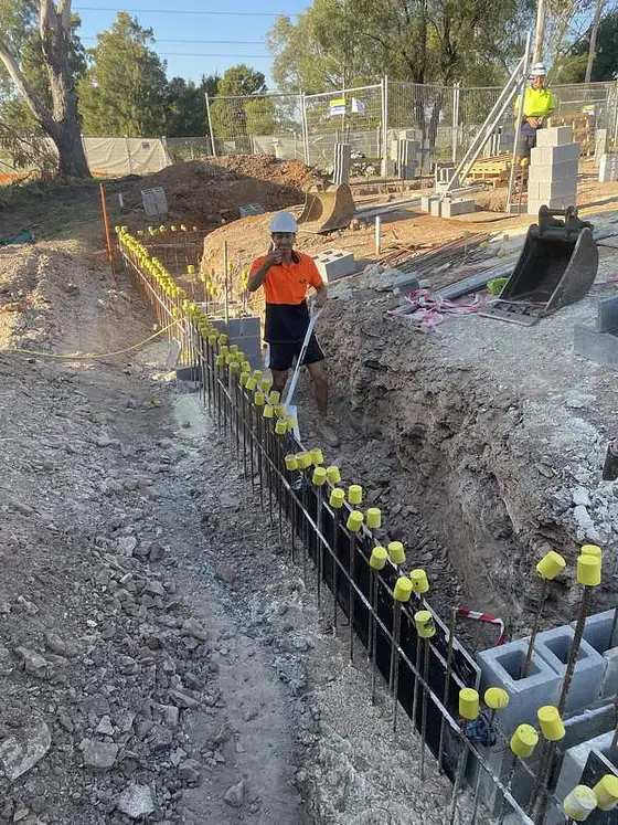 Footing trench with reinforcement chairs